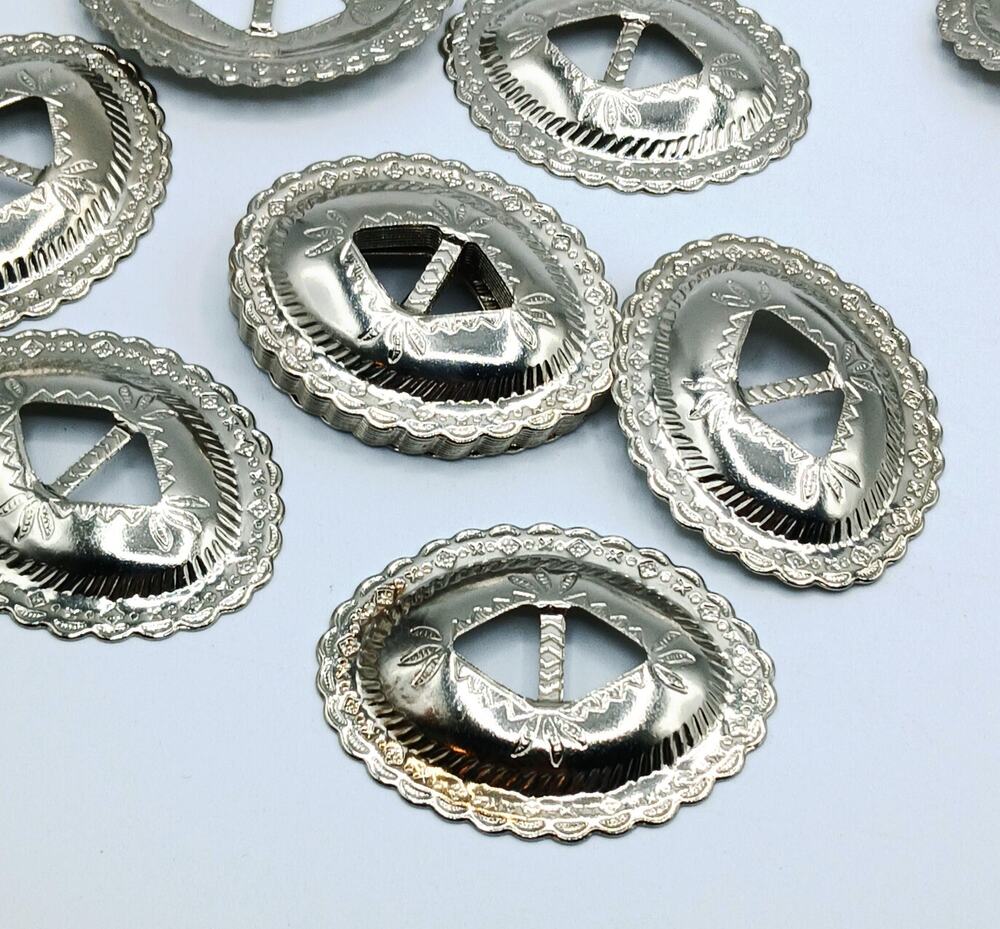 Silver-Tone Metal Scalloped Conchos for Jewelry Making 6pcs